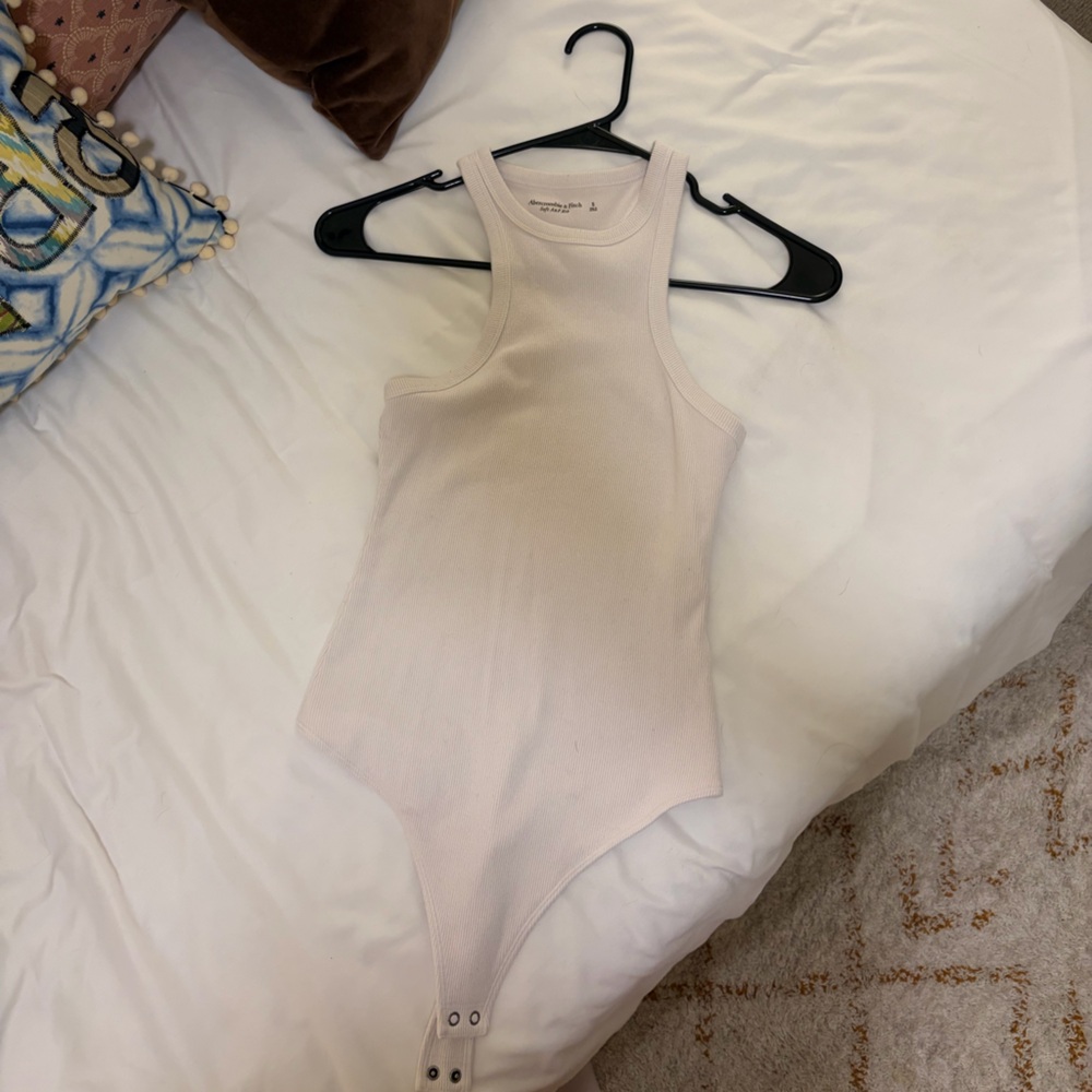 Abercrombie & Fitch Ribbed Cream Tank Top Bodysuit